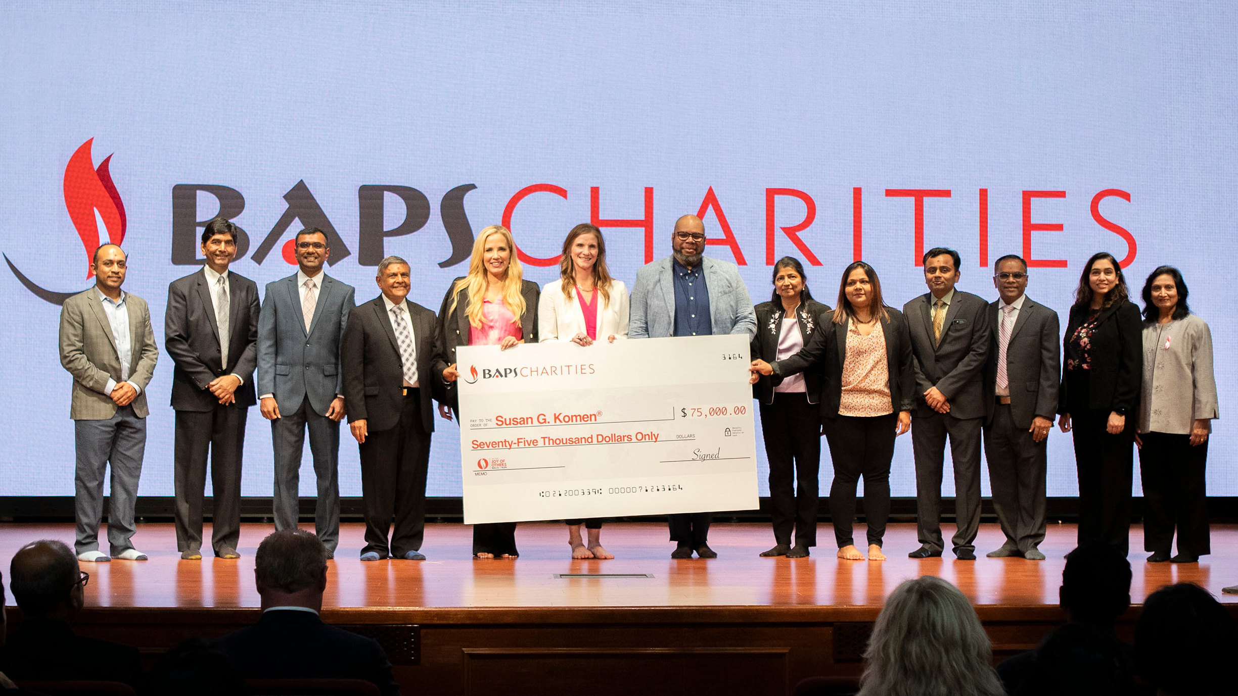 BAPS Charities Donates 75,000 to Susan G. Komen to Help Eradicate